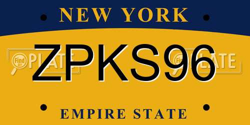 ZPKS96 New York License Plate