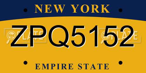 ZPQ5152 New York License Plate