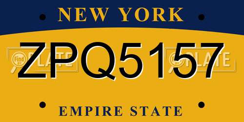 ZPQ5157 New York License Plate