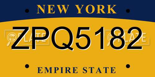 ZPQ5182 New York License Plate