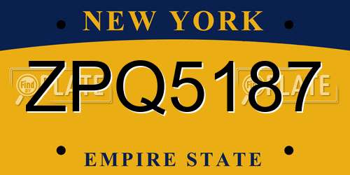 ZPQ5187 New York License Plate