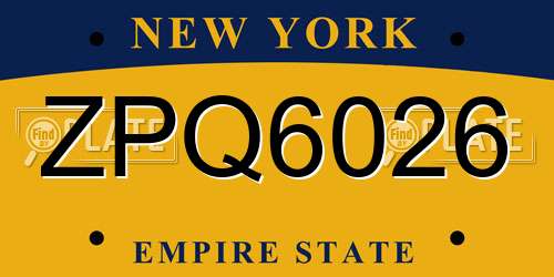 ZPQ6026 New York License Plate