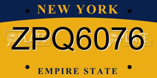 ZPQ6076 New York License Plate
