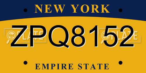 ZPQ8152 New York License Plate
