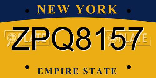 ZPQ8157 New York License Plate