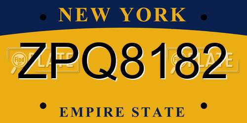 ZPQ8182 New York License Plate