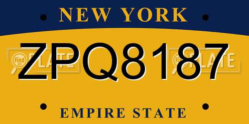 ZPQ8187 New York License Plate