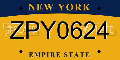 ZPY0624 New York License Plate