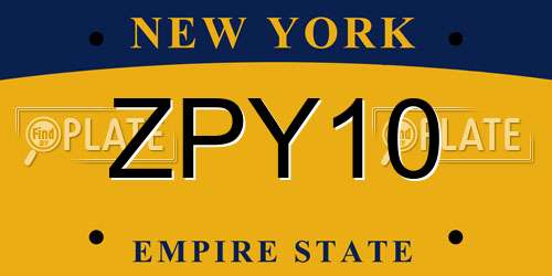 ZPY10 New York License Plate