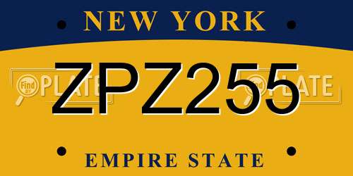 ZPZ255 New York License Plate