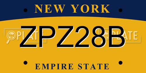 ZPZ28B New York License Plate