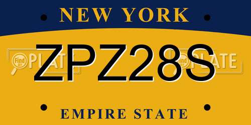 ZPZ28S New York License Plate