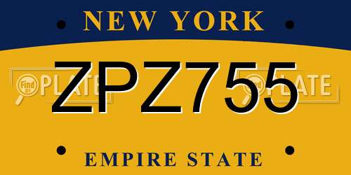 ZPZ755 New York License Plate