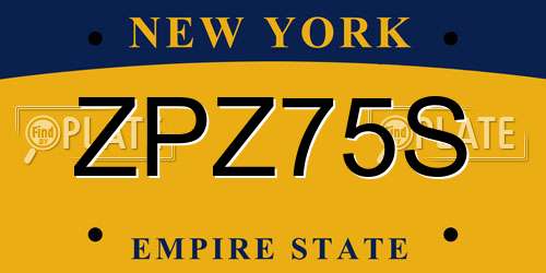 ZPZ75S New York License Plate