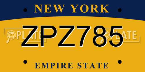 ZPZ785 New York License Plate