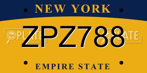 ZPZ788 New York License Plate