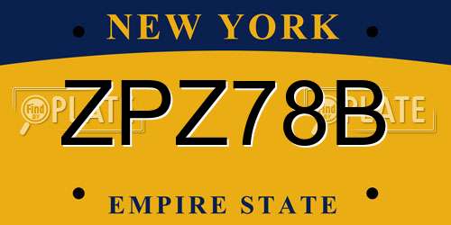 ZPZ78B New York License Plate