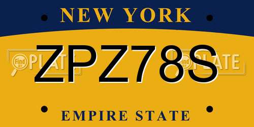 ZPZ78S New York License Plate