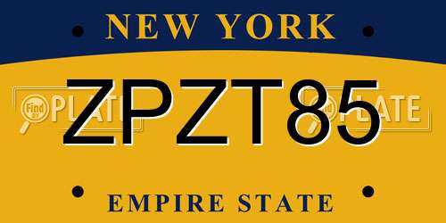ZPZT85 New York License Plate