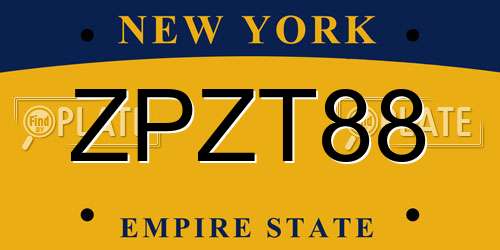 ZPZT88 New York License Plate
