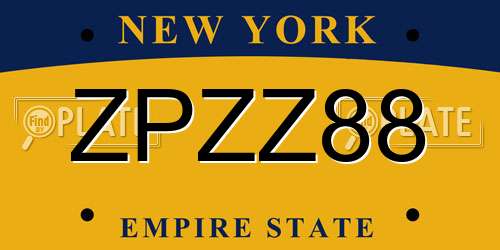 ZPZZ88 New York License Plate