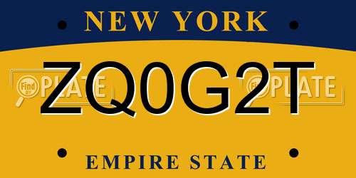 ZQ0G2T New York License Plate