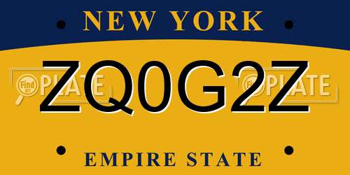 ZQ0G2Z New York License Plate