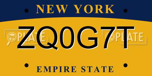 ZQ0G7T New York License Plate