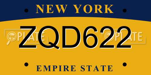ZQD622 New York License Plate