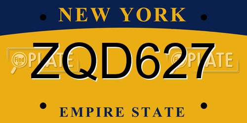 ZQD627 New York License Plate
