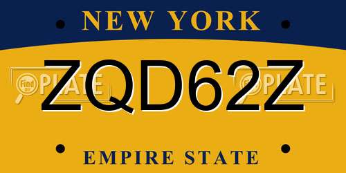 ZQD62Z New York License Plate