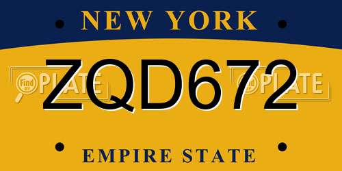 ZQD672 New York License Plate