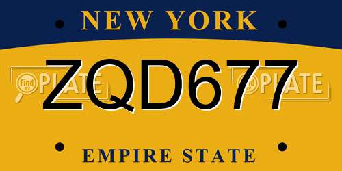 ZQD677 New York License Plate