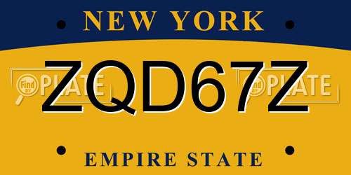 ZQD67Z New York License Plate