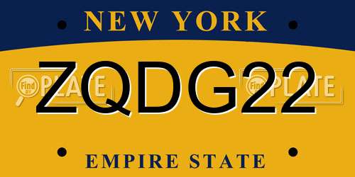 ZQDG22 New York License Plate