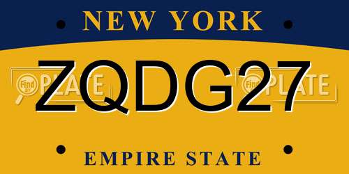 ZQDG27 New York License Plate