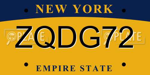 ZQDG72 New York License Plate