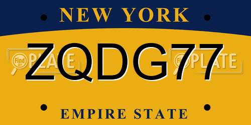 ZQDG77 New York License Plate