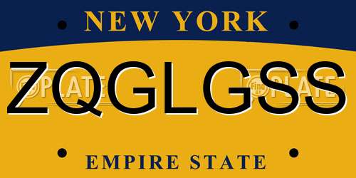 ZQGLGSS New York License Plate