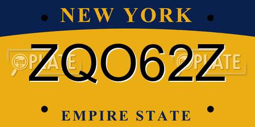 ZQO62Z New York License Plate