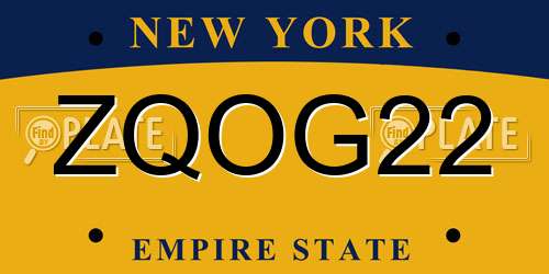 ZQOG22 New York License Plate