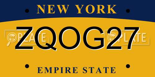 ZQOG27 New York License Plate
