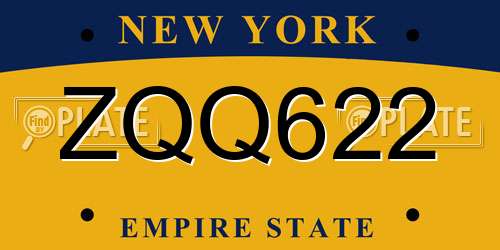 ZQQ622 New York License Plate