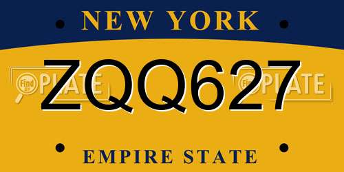 ZQQ627 New York License Plate