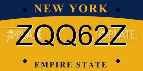 ZQQ62Z New York License Plate