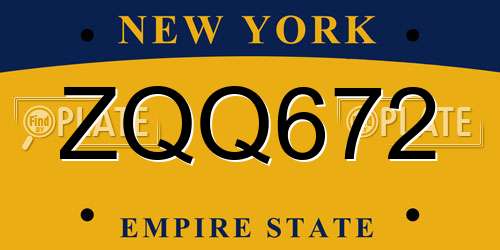 ZQQ672 New York License Plate