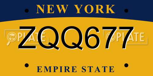 ZQQ677 New York License Plate