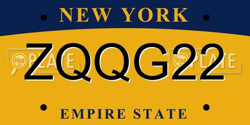ZQQG22 New York License Plate