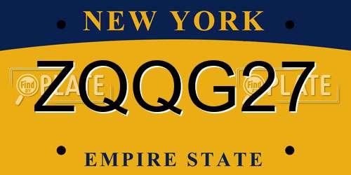 ZQQG27 New York License Plate