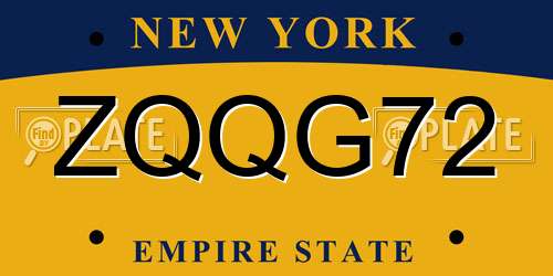 ZQQG72 New York License Plate